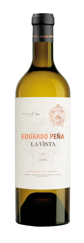 botella de vino blanco Eduardo Peña La vista